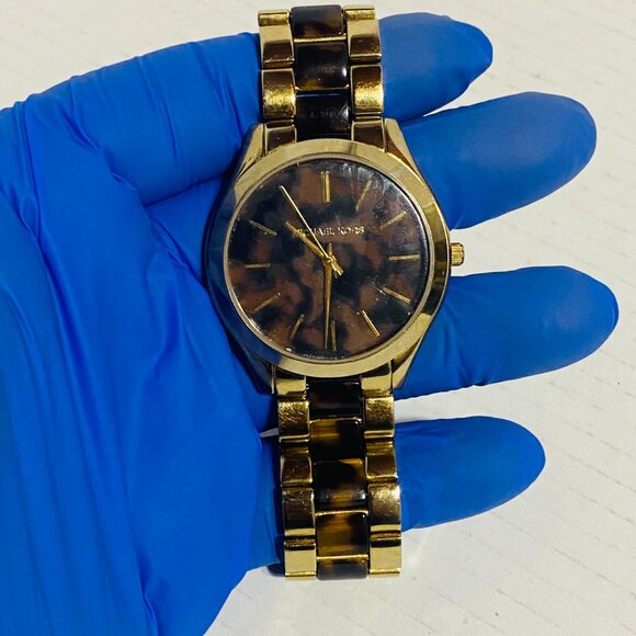 Michael Kors MK4284 Women's Runway Gold-Tone Steel Tortoise Acetate Dial - Picture 12 of 17